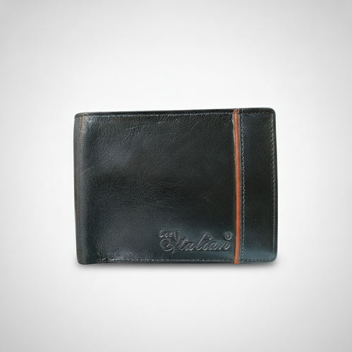 Lee Italian Genuine Leather Bifold Wallet – Black & Tan