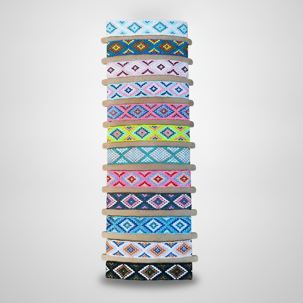 Woven Friendship Bracelets – Boho Diamond Pattern, 12 Colors