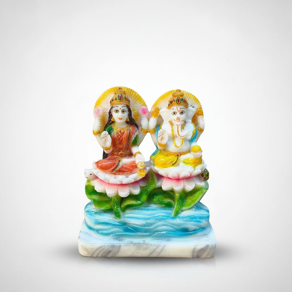 Lakshmi Ganesh Idol Statue – 5.5" Poly Resin Figurine