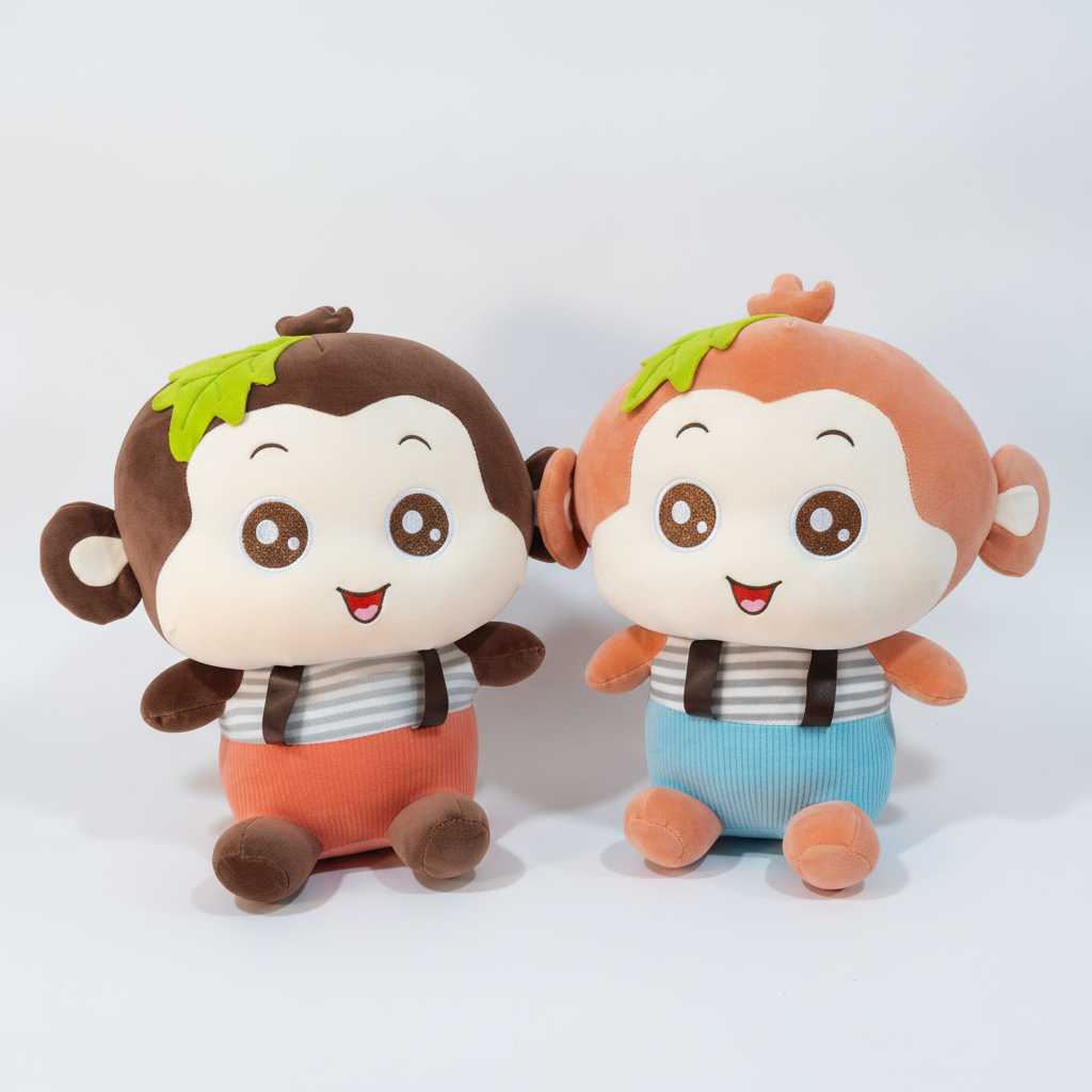 Cute Monkey Couple Soft Toy Plush Stuffed Animal Set of 2