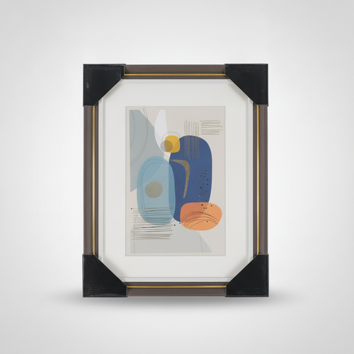 Mid-Century Modern Abstract Geometric Framed Wall Art