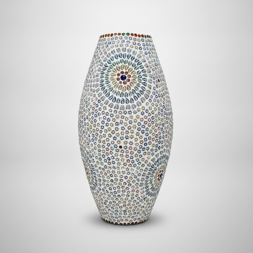 Handcrafted Mosaic Table Lamp – 17" Floral & Leaf Design