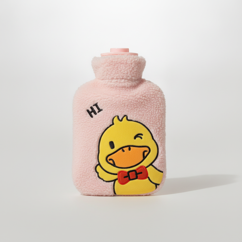 Cute Duck Plush Hot Water Bottle with Soft Fleece Cover