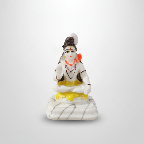 Lord Shiva Marble Idol Meditating Statue – White & Gold