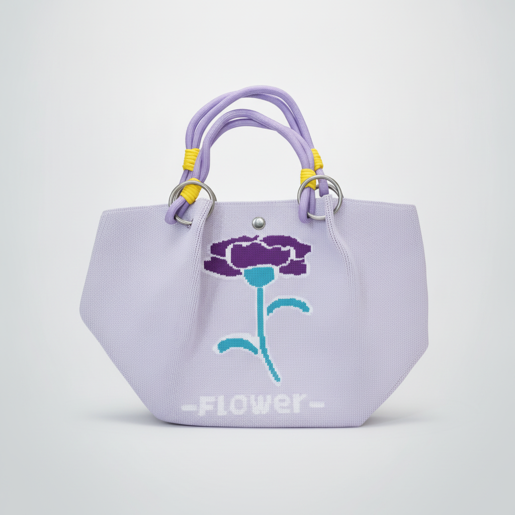 Floral Knit Mini Tote Bag with Rope Handles – Flower