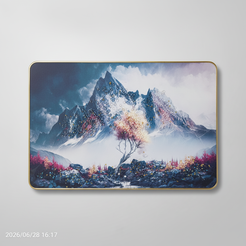 Mountain Landscape Crystal Diamond Art Decorative Tray