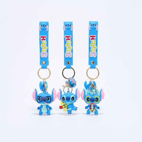 Disney Stitch Silicone Keychain with Wrist Strap – 3 Styles