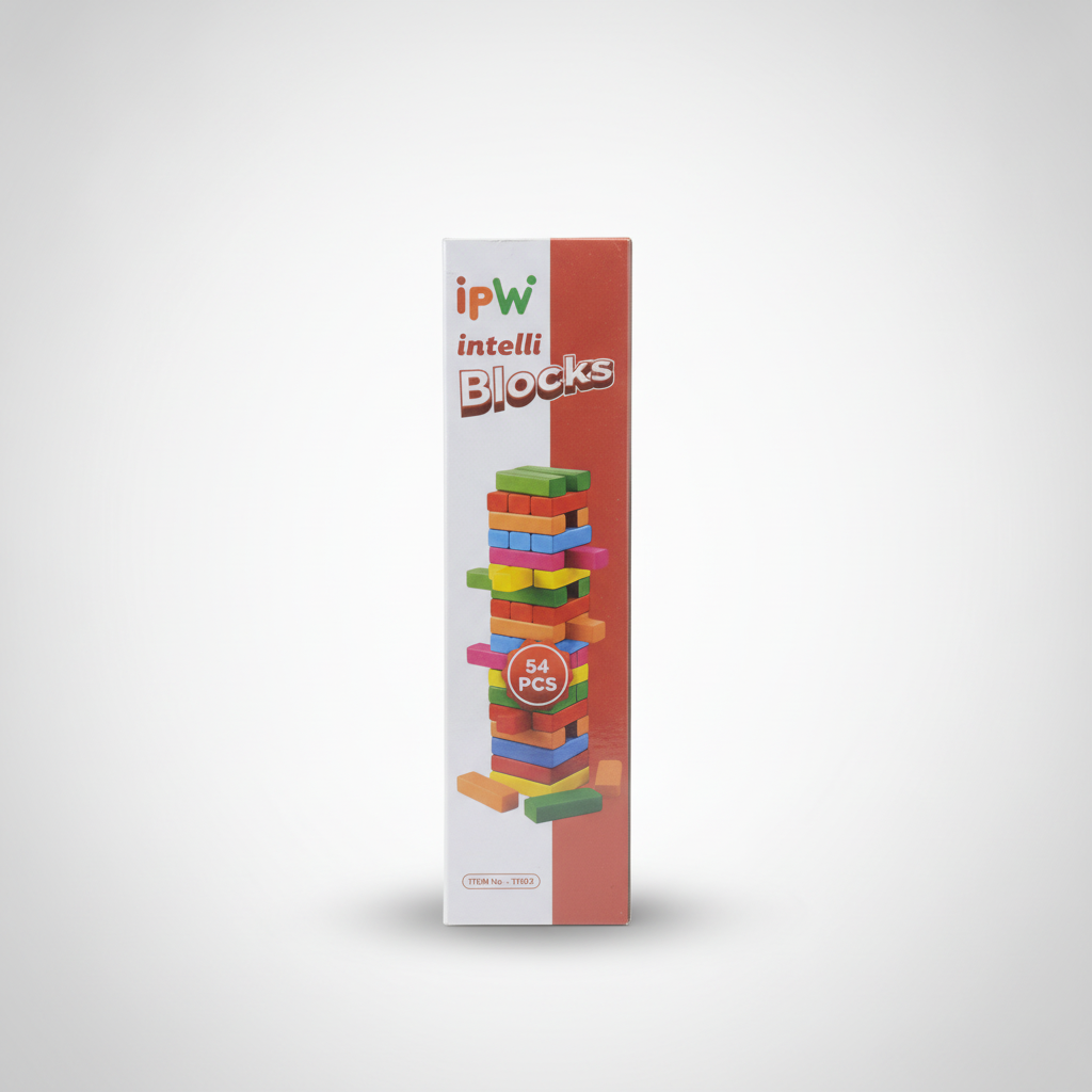 IPW Intelli Blocks 54-Piece Colorful Wooden Stacking Tower Game
