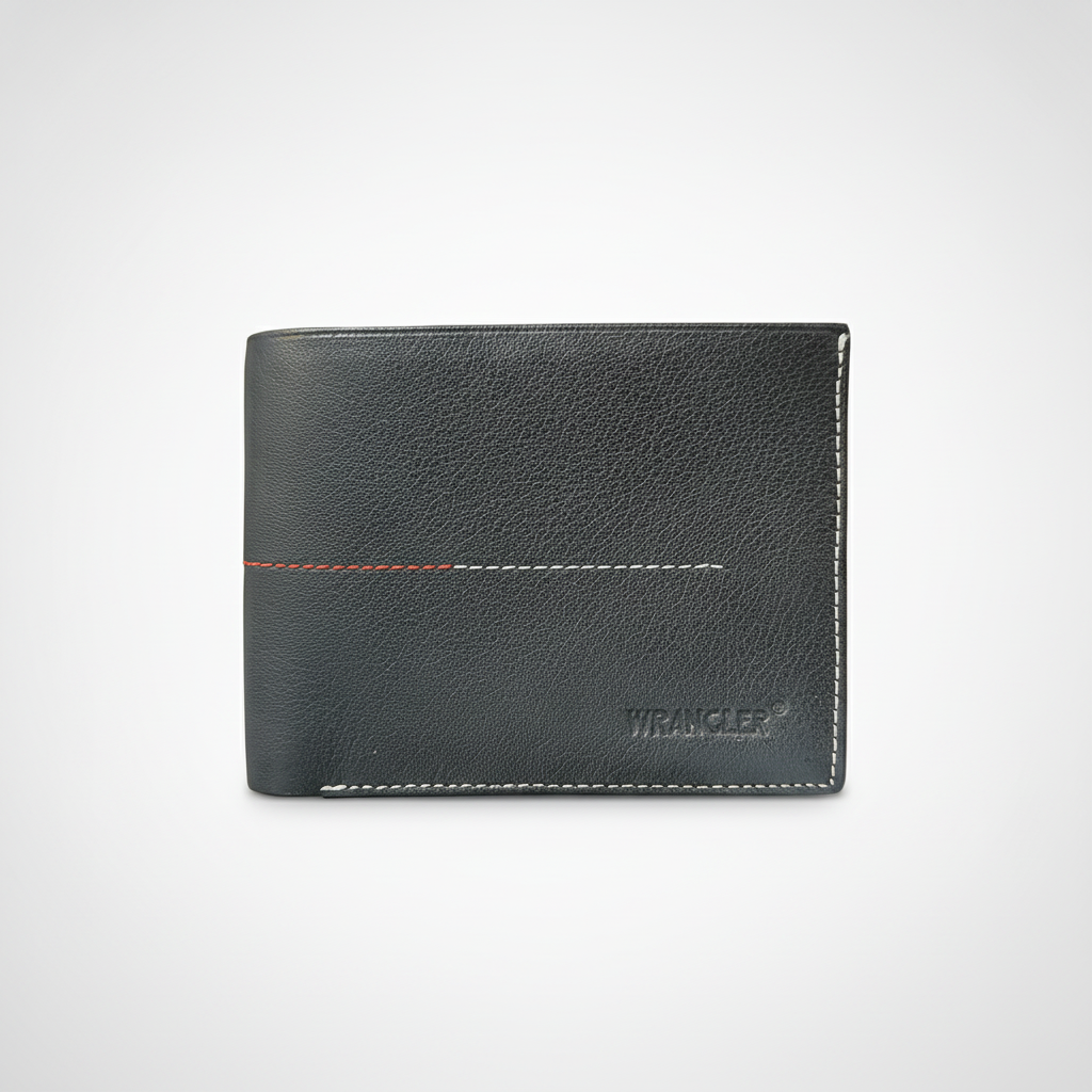 Wrangler Men's Black Leather Bifold Wallet