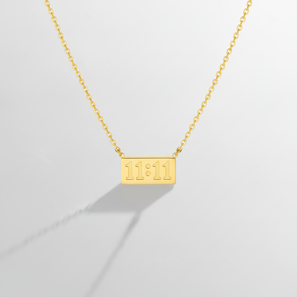 11:11 Angel Number Gold Bar Pendant Necklace