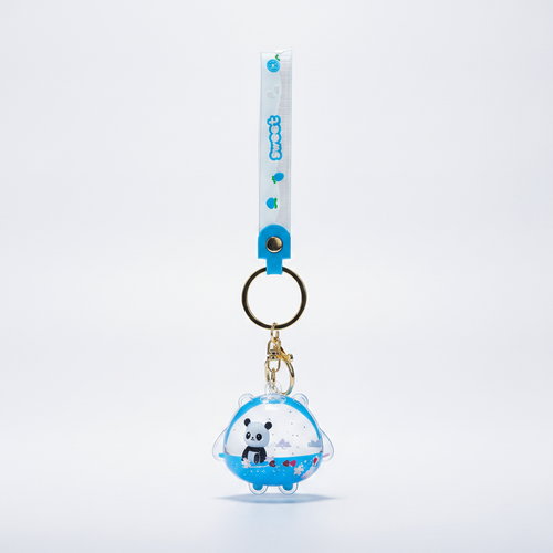 Cute Panda Snow Globe Keychain with Sweet Wrist Strap
