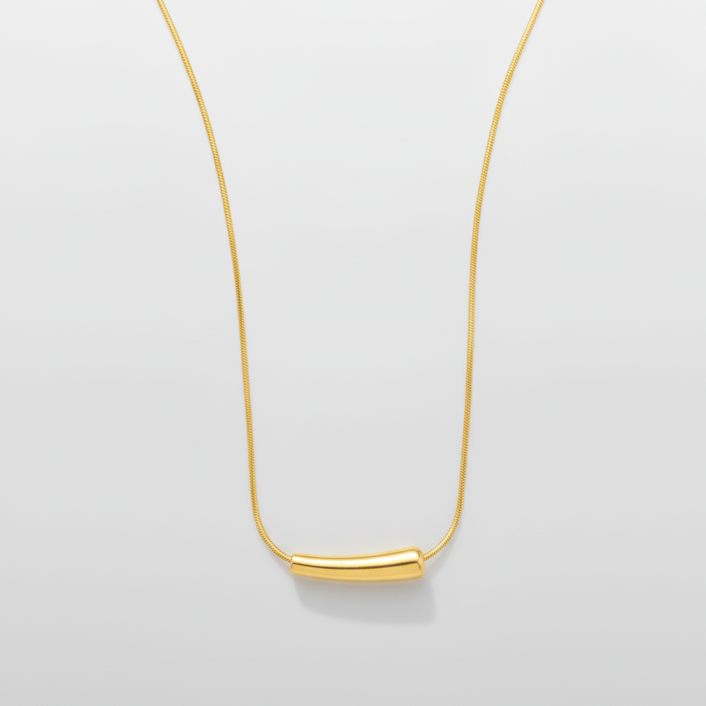 Gold Bar Pendant Necklace | Minimalist Snake Chain