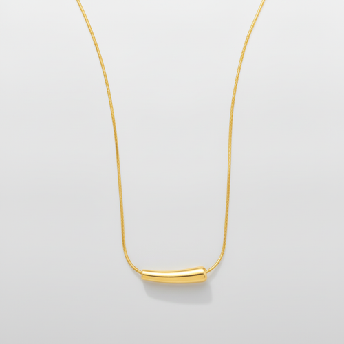 Gold Bar Pendant Necklace | Minimalist Snake Chain
