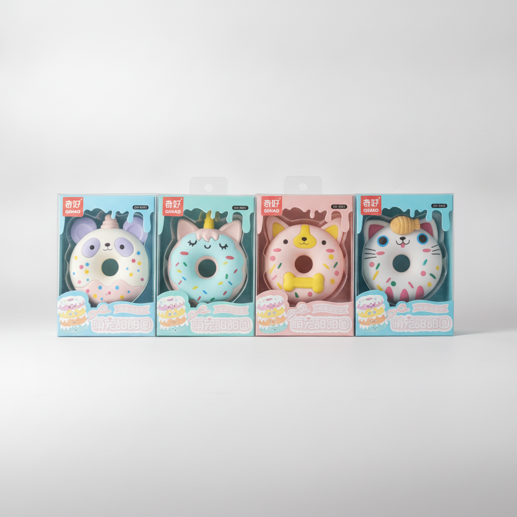 Cute Animal Donut Eraser Set – Kawaii Novelty Stationery