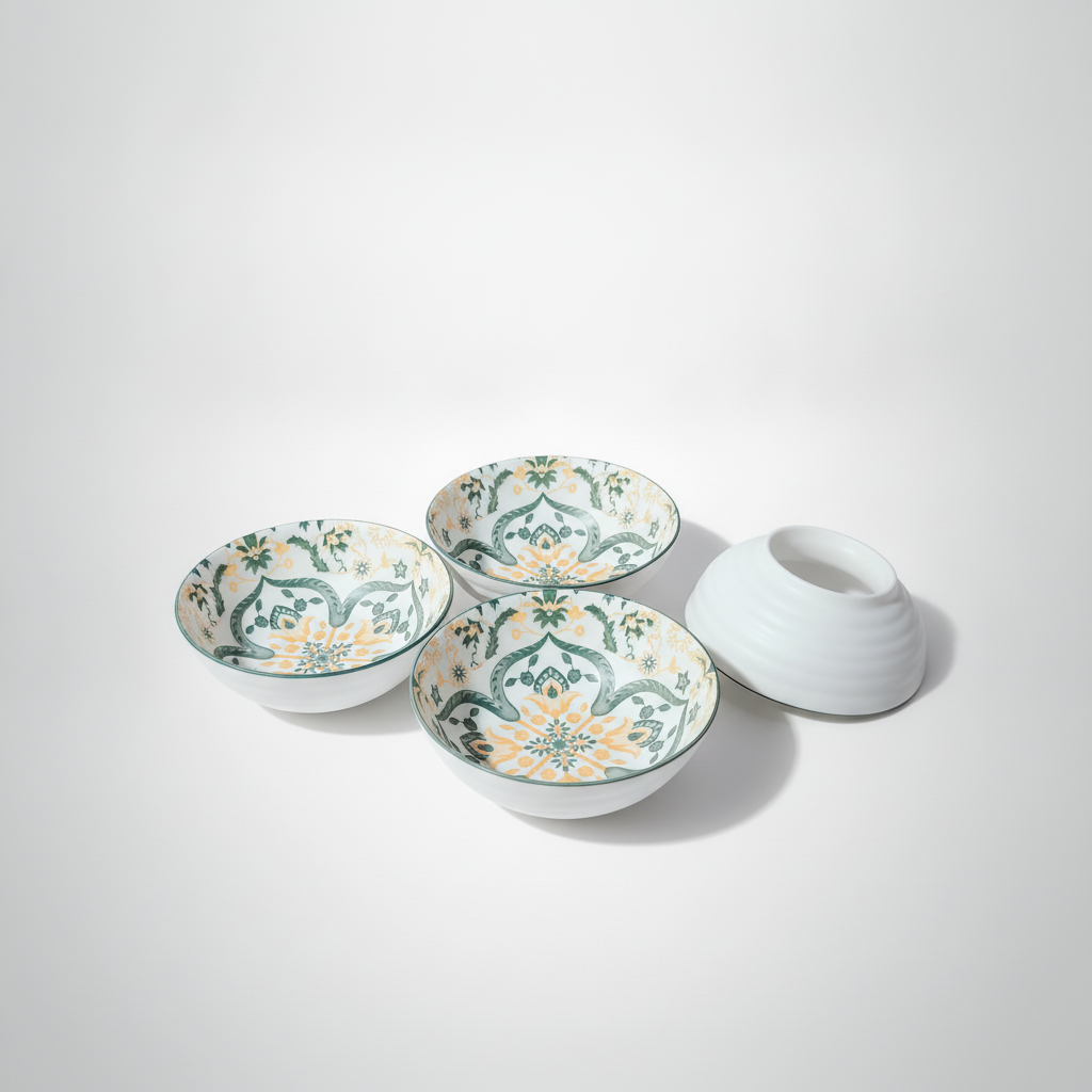 Ceramic Decorative Bowl Set – Boho Floral Pattern