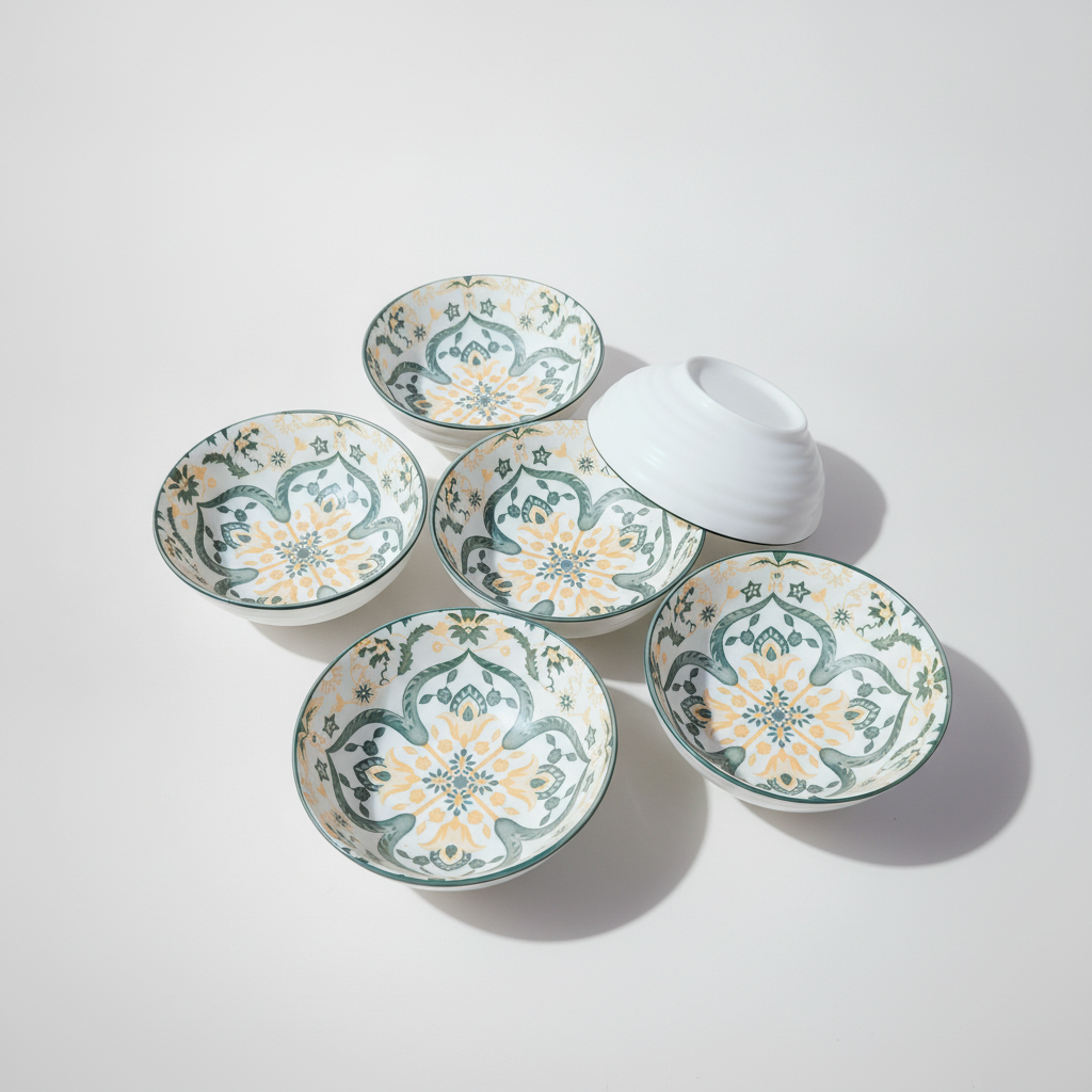 Boho Mandala Ceramic Bowl Set – Set of 5