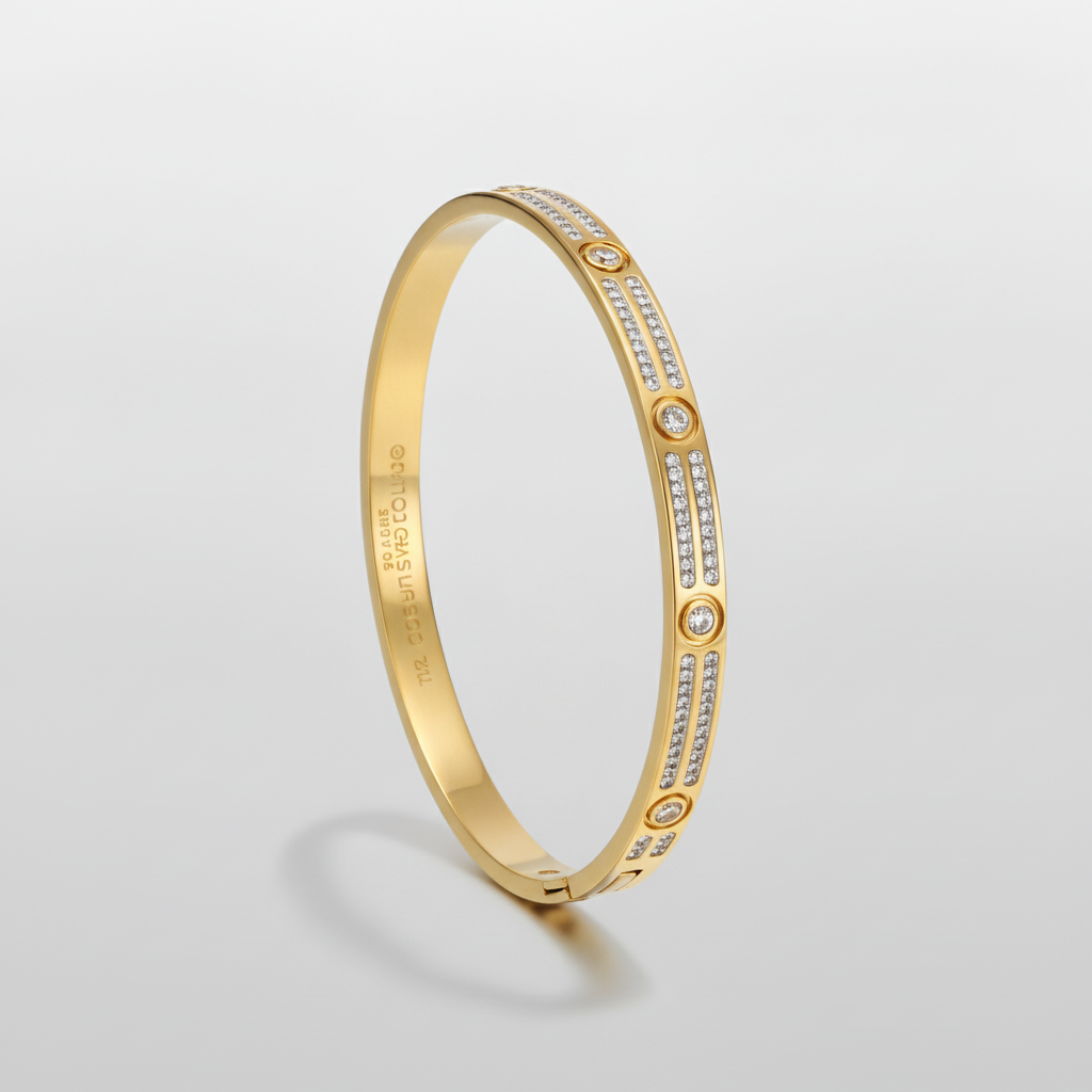 Gold Crystal Bangle Bracelet for Women – Elegant CZ Design