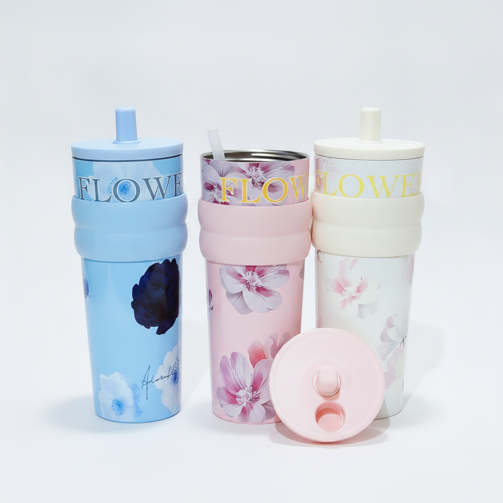 Flower Print Insulated Stainless Steel Tumbler 750ml