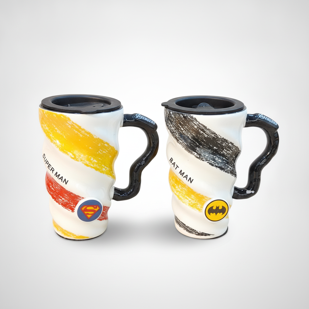 Superman & Batman Superhero Travel Mugs with Lids – Set of 2