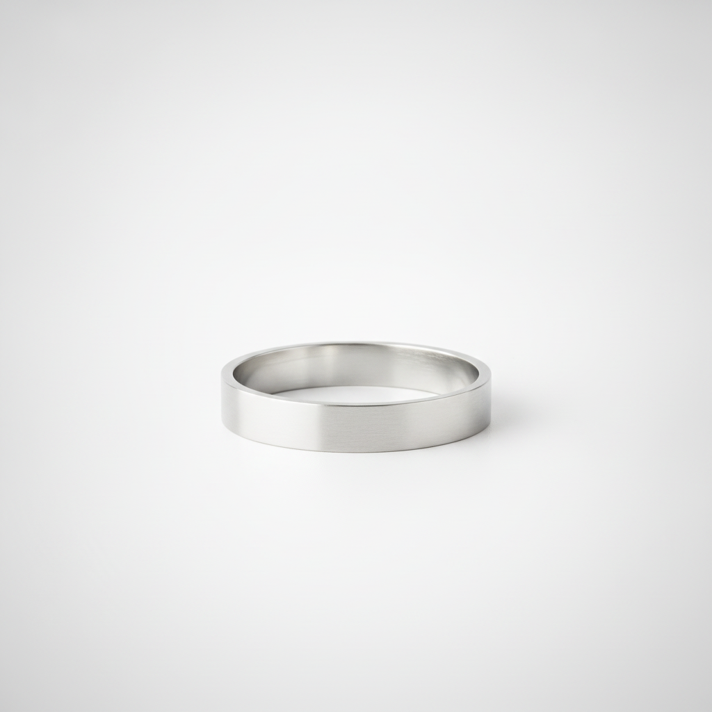 Men's Polished Silver-Tone Flat Band Ring