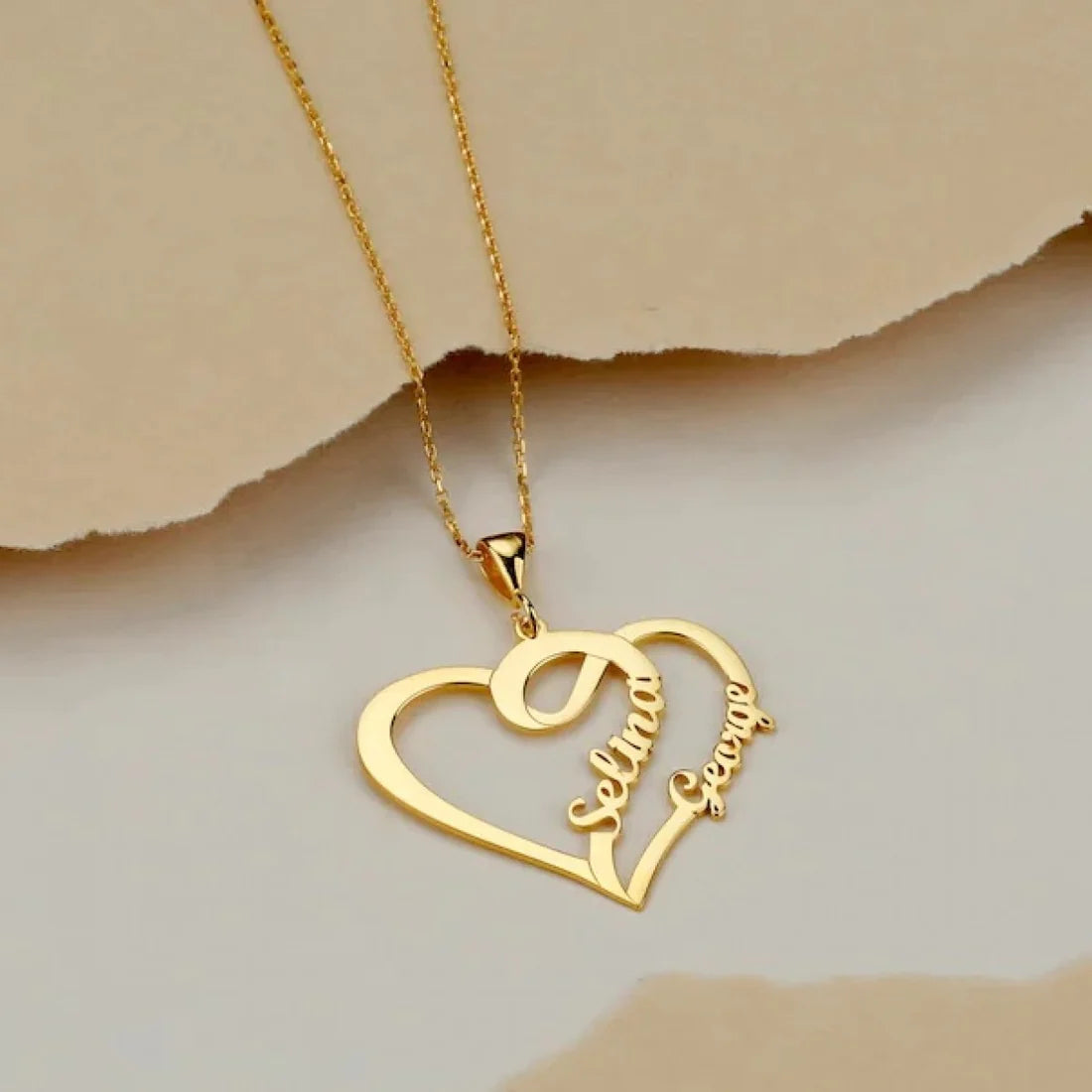 Personalised Heart Couple Name Necklace