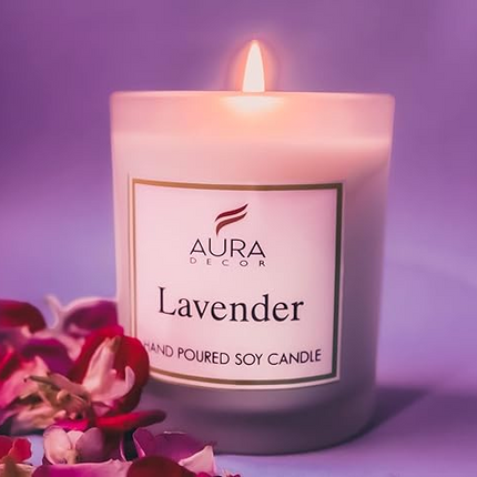 Aura Decor Hand Poured  Natural Aroma Candle Fragrance Soy  Wax Glass Candle 170 gm