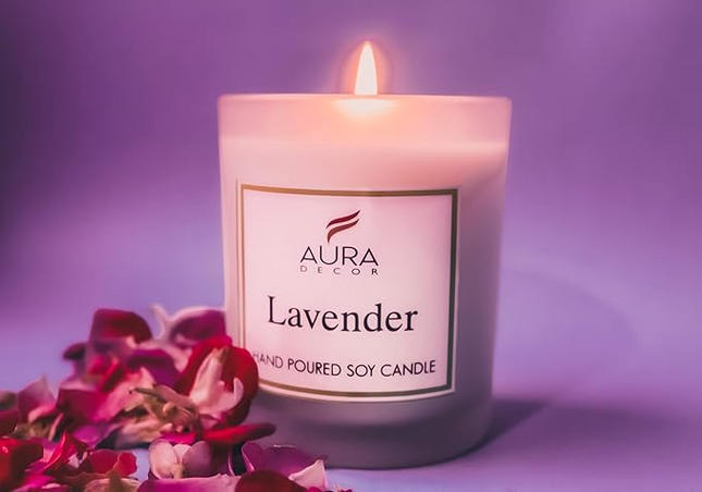 Aura Decor Hand Poured  Natural Aroma Candle Fragrance Soy  Wax Glass Candle 170 gm