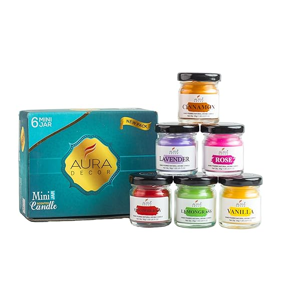 Aura Decor Fragrance Jar Mini Candle Set Of 6 || Fragrance Candles For Home
