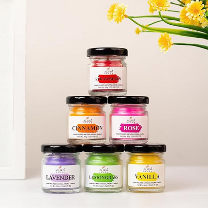 Aura Decor Fragrance Jar Mini Candle Set Of 6 || Fragrance Candles For Home