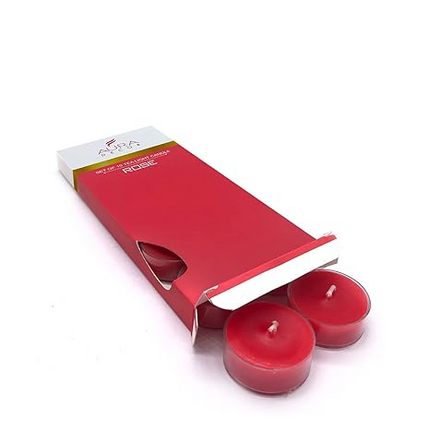 Aura Decor Scented Tealight Candles Set of 10, Aroma Up to 4 Hours, Smokeless & Dripless Soy Wax Diya (Rose, Pack of 10)