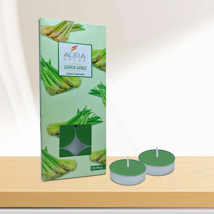Aura Decor Scented Tealight Candles, Pure Wax 20 Pcs (Lemon Grass)