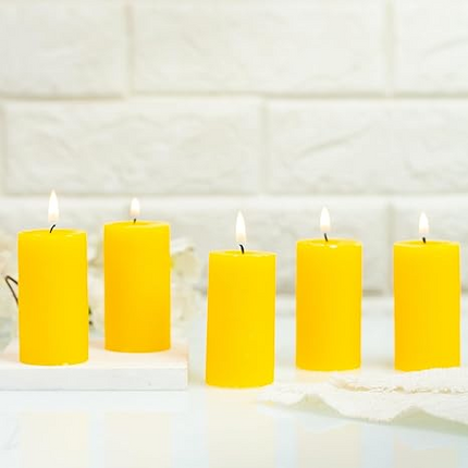 Aura Decor Set of 5 Fragrance Pillar Candle  (Jasmine)