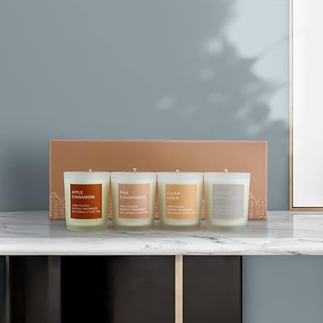 Aura Decor Gift Set of 4 Fragrance Votive Glass Candles