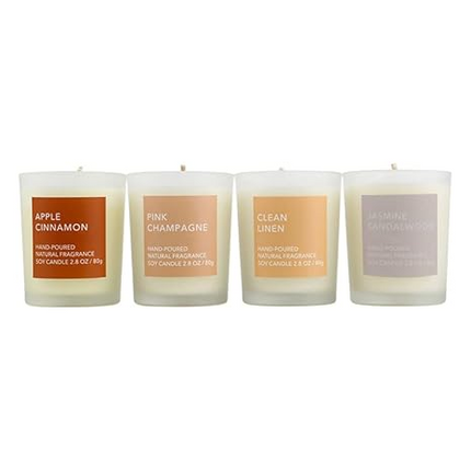 Aura Decor Gift Set of 4 Fragrance Votive Glass Candles