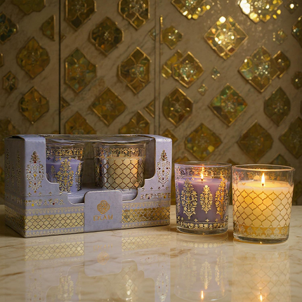 Pack of 2 Scented Shot Glass Candle Festive Gift Box | Sheesh Mahal Inspired