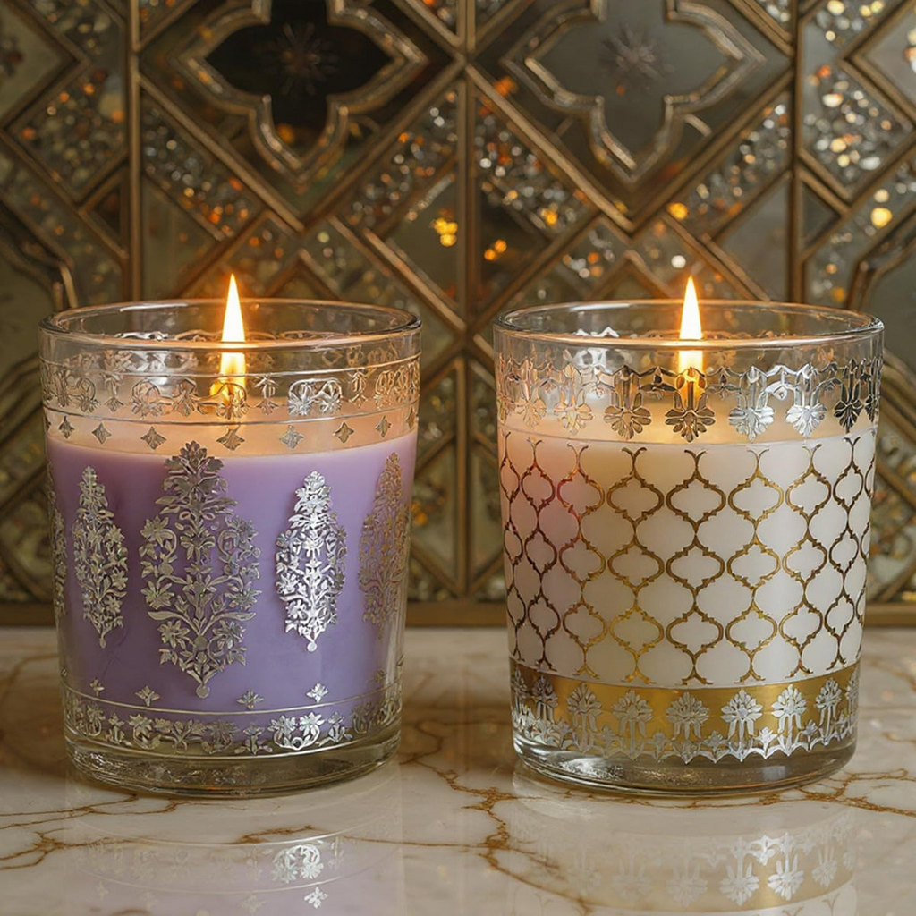 Pack of 2 Scented Shot Glass Candle Festive Gift Box | Sheesh Mahal Inspired