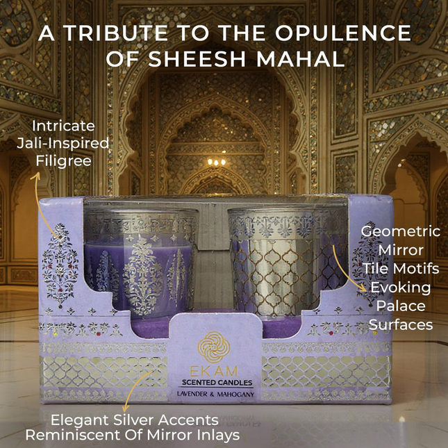 Pack of 2 Scented Shot Glass Candle Festive Gift Box | Sheesh Mahal Inspired