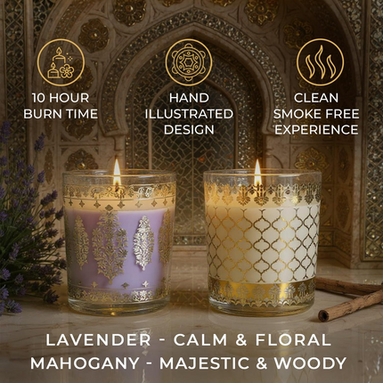Pack of 2 Scented Shot Glass Candle Festive Gift Box | Sheesh Mahal Inspired