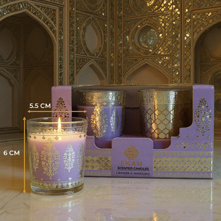 Pack of 2 Scented Shot Glass Candle Festive Gift Box | Sheesh Mahal Inspired