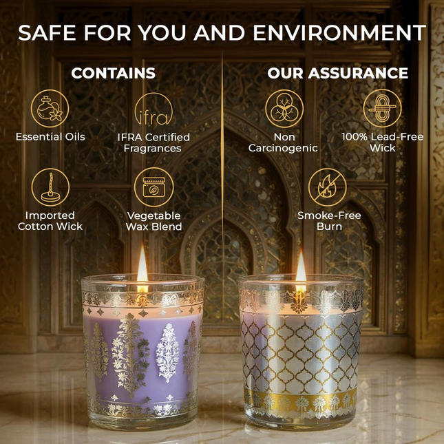 Pack of 2 Scented Shot Glass Candle Festive Gift Box | Sheesh Mahal Inspired