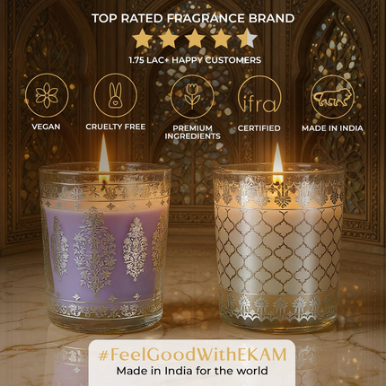 Pack of 2 Scented Shot Glass Candle Festive Gift Box | Sheesh Mahal Inspired