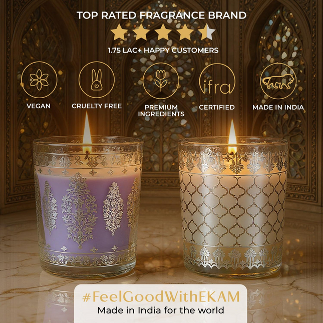 Pack of 2 Scented Shot Glass Candle Festive Gift Box | Sheesh Mahal Inspired