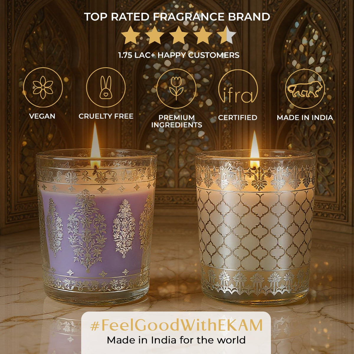 Pack of 2 Scented Shot Glass Candle Festive Gift Box | Sheesh Mahal Inspired