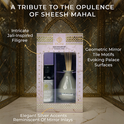 Mahogany Scented Reed Diffuser Set | Festive Sheesh Mahal Collection