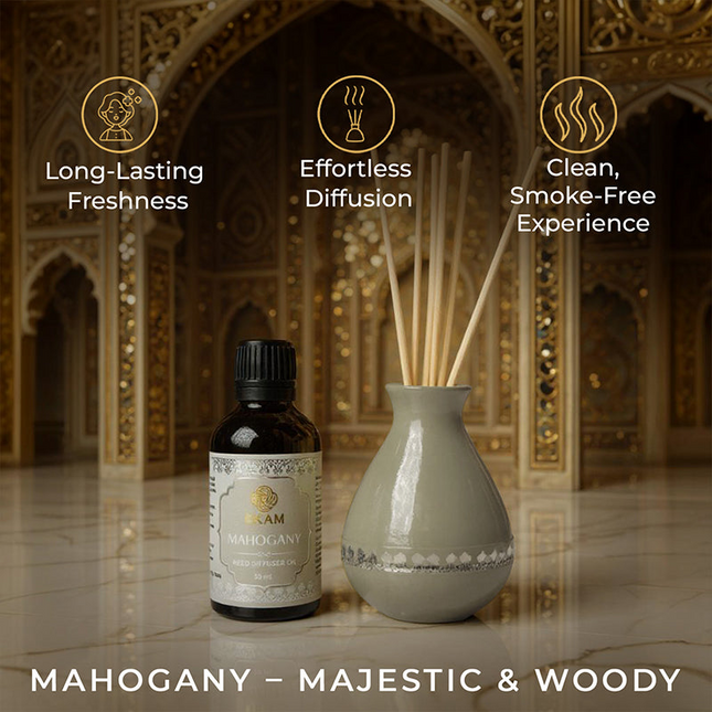 Mahogany Scented Reed Diffuser Set | Festive Sheesh Mahal Collection