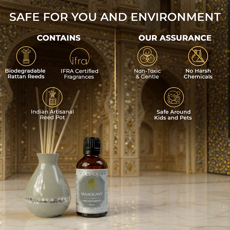 Mahogany Scented Reed Diffuser Set | Festive Sheesh Mahal Collection