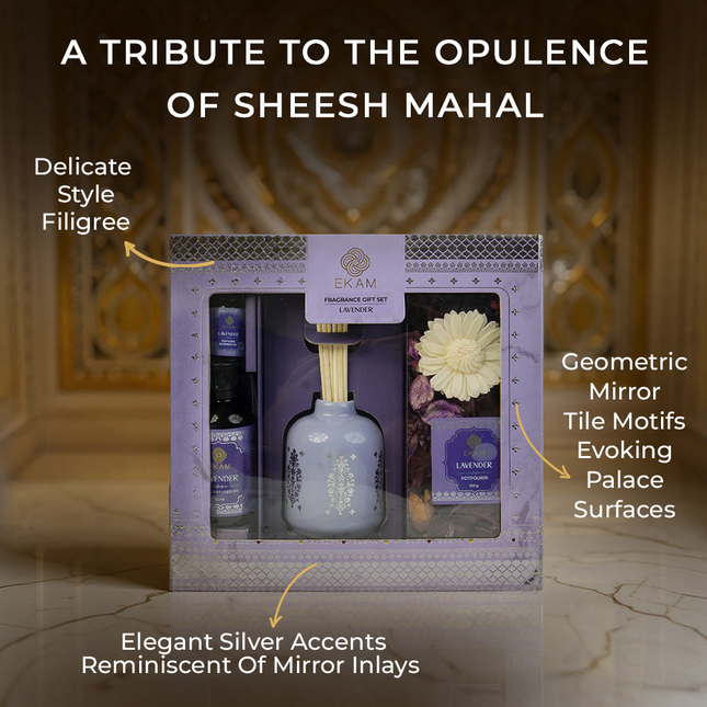 Lavender Scented Reed Diffuser & Potpourri Gift Set| Festive Sheesh Mahal Collection