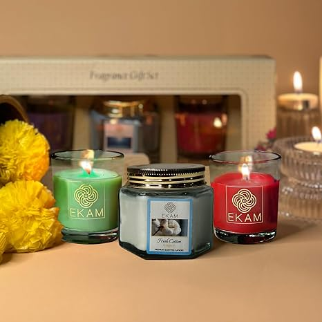 3 Pack Candle Gift Set | Jasmine, Fresh Cotton & Rose