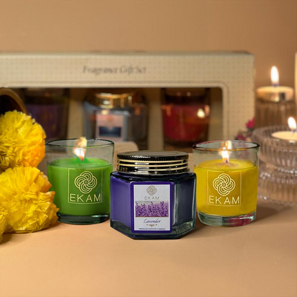 3 Pack Candle Gift Set | Lemongrass , Lavender & Nagachampa