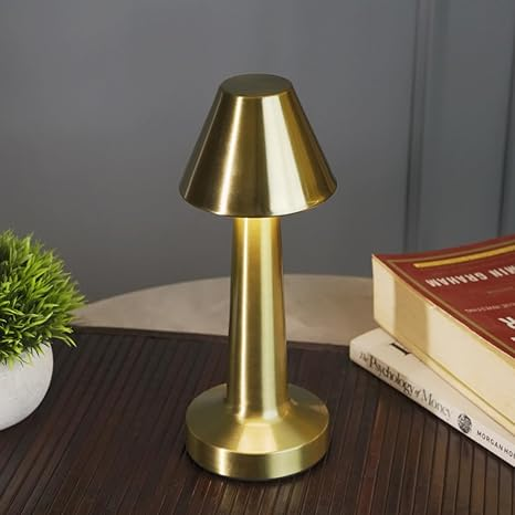 Chronos Pyramid Cordless LED Table Lamp (Gold) - USB Rechargeable Portable Touch Control Dimmable 3 Light Color